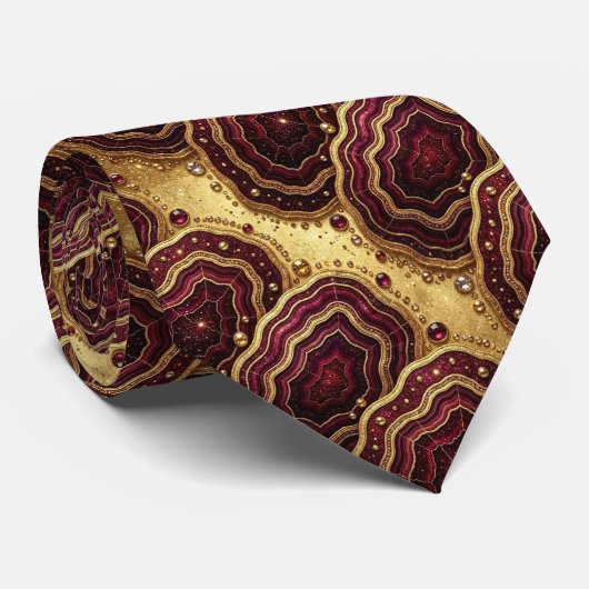 Bling & Sparkle | Luxe Bourgondische Geode Halsban Stropdas (Opgerold)