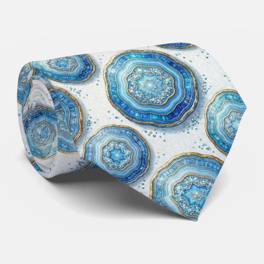 Bling & Sparkle | Luxe Oceaanblauwe Geode Halsband Stropdas (Opgerold)