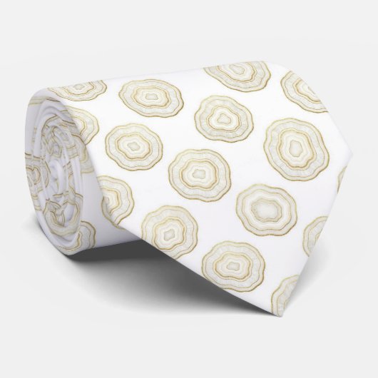Bling & Sparkle | Luxe Wit Goud Geode Necktie Stropdas (Opgerold)