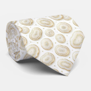 Bling & Sparkle   Luxe Wit Goud Geode Necktie Stropdas