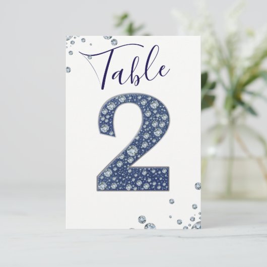 Bling Sparkle Table Number 2 2 Kaart (Staand voorkant)