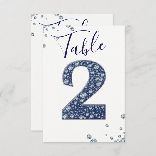 Bling Sparkle Table Number 2 2 Kaart (Voorkant / Achterkant)
