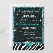 Bling Tiara Zebra Quinceañera 15e verjaardag | bla Kaart (Achterkant)