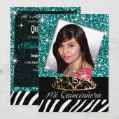 Bling Tiara Zebra Quinceañera 15e verjaardag | bla Kaart (Voorkant / Achterkant)