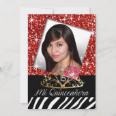 Bling Tiara Zebra Quinceañera 15e verjaardag | roo Kaart (Voorkant)