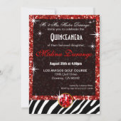 Bling Tiara Zebra Quinceañera 15e verjaardag | roo Kaart (Achterkant)