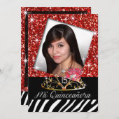 Bling Tiara Zebra Quinceañera 15e verjaardag | roo Kaart (Voorkant / Achterkant)