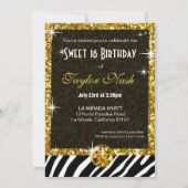 Bling Tiara Zebra Sweet 16 Birthday Celebration Kaart (Achterkant)