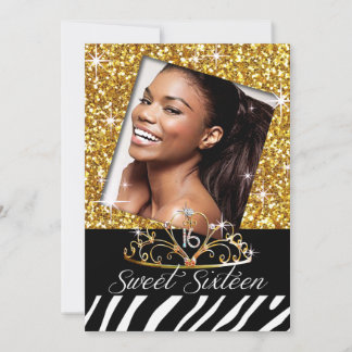 Bling Tiara Zebra Sweet 16 Birthday Celebration Kaart