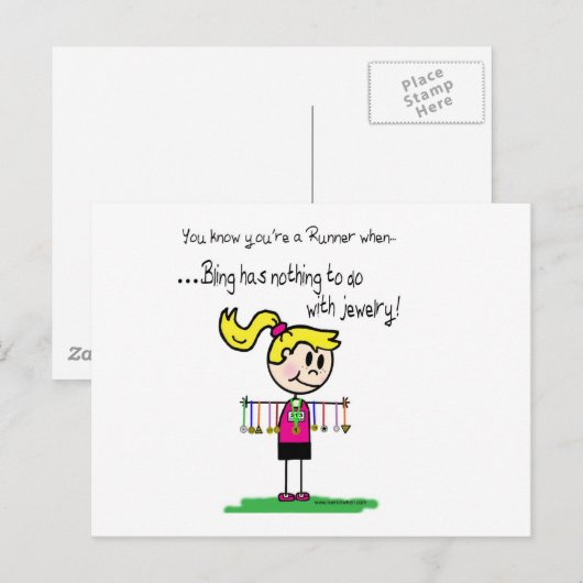 Bling van de Runner Briefkaart (Voorkant / Achterkant)