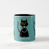 BLING WINK Funny Black Cat Proposal Two Tone Mok (Center)