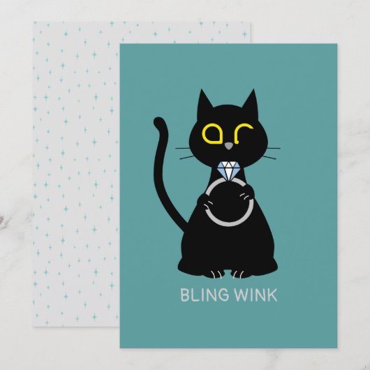 BLING WINK Funny Cat Proposal Wenskaart Feestdagenkaart (Voorkant / Achterkant)