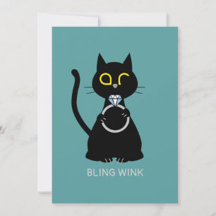 BLING WINK Funny Cat Proposal Wenskaart Feestdagenkaart