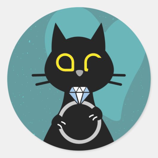 BLING WINK – Grappig Voorstel Zwarte Kat Sticker (Voorkant)