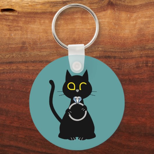 BLING WINK Grappig Zwart Kat Sleutelhanger (Voorkant)