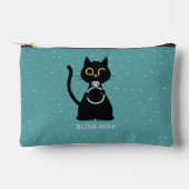 BLING WINK Grappig Zwart Kat Voorstel Pouch Etui (Voorkant)