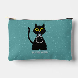 BLING WINK Grappig Zwart Kat Voorstel Pouch Etui