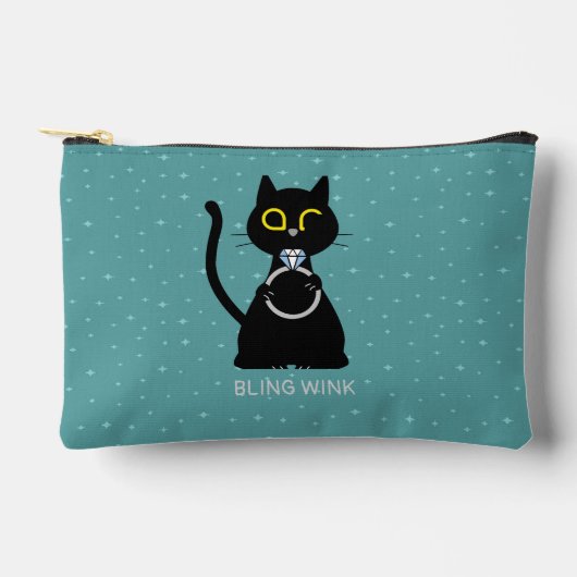 BLING WINK Grappig Zwart Kat Voorstel Pouch Etui (Voorkant)