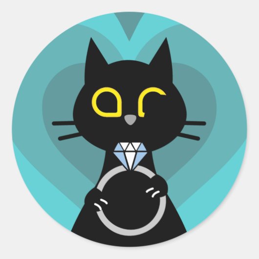 BLING WINK – Purrfect Proposal Black Cat Sticker (Voorkant)