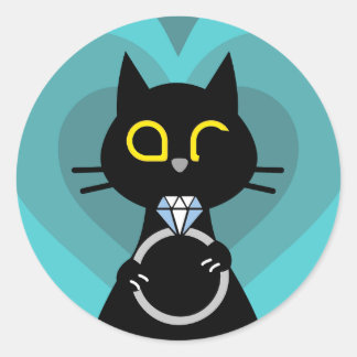 BLING WINK – Purrfect Proposal Black Cat Sticker