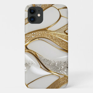 Bling Wit Goud Abstract W Pave Diamonds Glitter Case-Mate iPhone Case