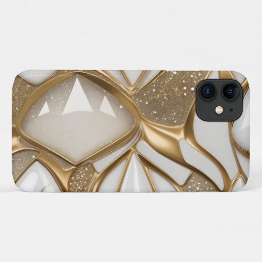 Bling Wit Goud Abstract W Pave Diamonds Glitter Case-Mate iPhone Case (Achterkant (horizontaal))