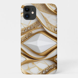 Bling Wit Goud Edelsteen W Pave Diamonds Glitter Case-Mate iPhone Case