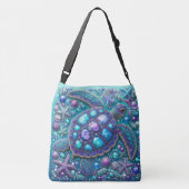 Bling Zee Schildpad Blauw Paarse Blauwgroen Crossbody Tas (Achterkant)