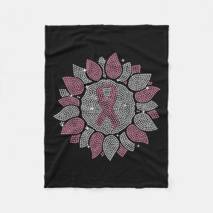 Bling Zonnebloem Roze Lint Borstkanker Awarenes Fleece Deken