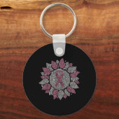 Bling Zonnebloem Roze Lint Borstkanker Awarenes Sleutelhanger (Voorkant)