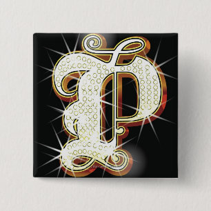 Blingalfabet P Vierkante Button 5,1 Cm