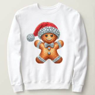 Blinged Faux Rhinestone Gingerbread Man Trui