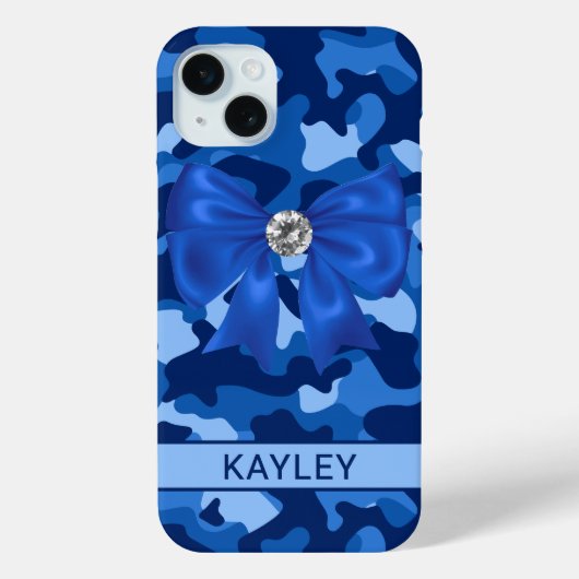 Blingy Blue Camouflage Personalized Case-Mate iPhone Case (Achterkant)