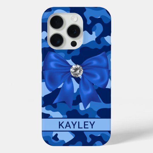 Blingy Blue Camouflage Personalized Case-Mate iPhone Case (Achterkant)