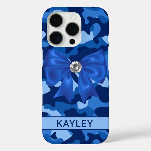 Blingy Blue Camouflage Personalized Case-Mate iPhone Case (Achterkant)