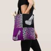 Blingy High Heels en Leopard Print Collage Tote Bag (Dichtbij)