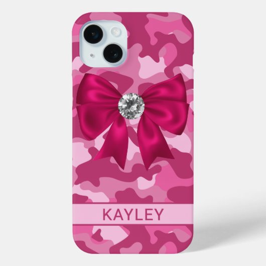 Blingy Pink Camouflage Personalized Case-Mate iPhone Case (Achterkant)