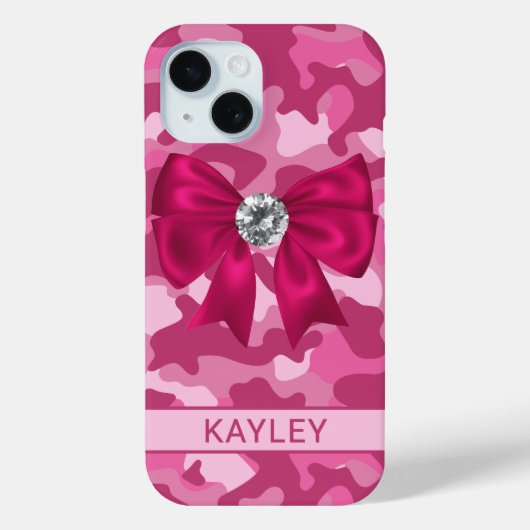 Blingy Pink Camouflage Personalized Case-Mate iPhone Case (Achterkant)