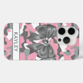 Blingy Pink Gray Camouflage Personalized Case-Mate iPhone Case (Achterkant (horizontaal))