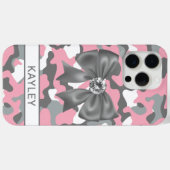 Blingy Pink Gray Camouflage Personalized Case-Mate iPhone Case (Achterkant (horizontaal))