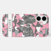 Blingy Pink Gray Camouflage Personalized Case-Mate iPhone Case (Achterkant (horizontaal))
