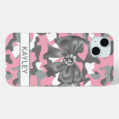 Blingy Pink Gray Camouflage Personalized Case-Mate iPhone Case (Achterkant (horizontaal))
