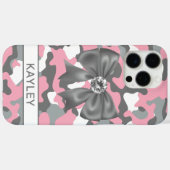 Blingy Pink Gray Camouflage Personalized Case-Mate iPhone Case (Achterkant (horizontaal))