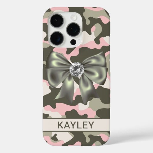 Blingy Pink Green Camouflage Personalized Case-Mate iPhone Case (Achterkant)