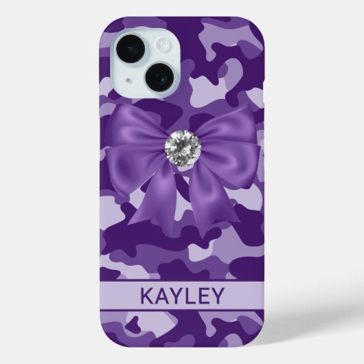 Blingy Purple Camouflage Personalized Case-Mate iPhone Case (Achterkant)