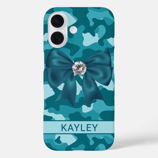 Blingy Teal Camouflage Personalized Case-Mate iPhone Case (Achterkant)