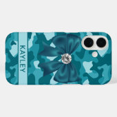 Blingy Teal Camouflage Personalized Case-Mate iPhone Case (Achterkant (horizontaal))