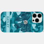 Blingy Teal Camouflage Personalized Case-Mate iPhone Case (Achterkant (horizontaal))