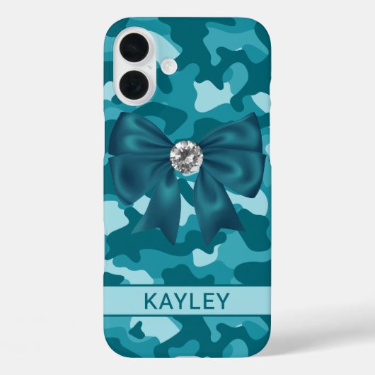 Blingy Teal Camouflage Personalized Case-Mate iPhone Case (Achterkant)