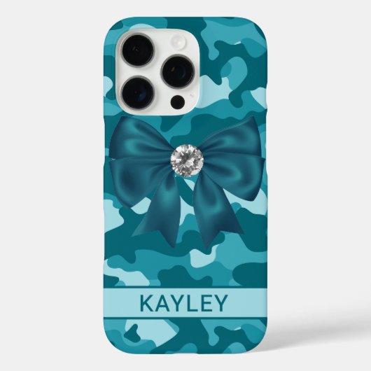 Blingy Teal Camouflage Personalized Case-Mate iPhone Case (Achterkant)